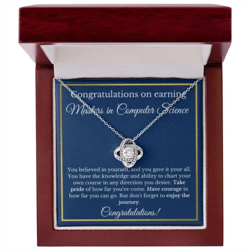 Masters CS Degree Graduation Gifts, SWE, Software Engineer Gifts, Masters of Computer Science Gold Diamond Necklace