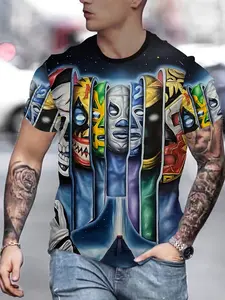 1 piece of summer men's new Menswear short sleeved comfortable breathable fabric 3D digital printing Graphics technology does not fade outdoor casual clothing Garment fashion classic versatile