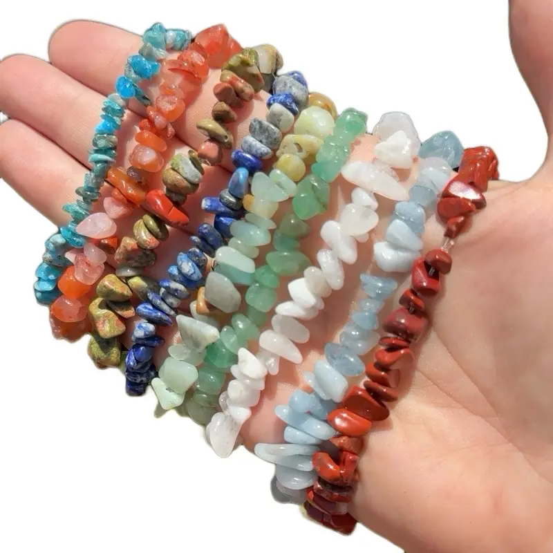 Genuine Crystal Chip Bracelet - Featuring Apatite, Moonstone, Aventurine, and Other Natural Gemstones