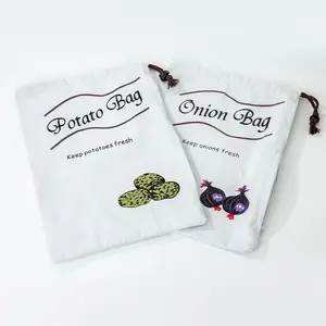 Potato Bundle Bag Onion Fresh Storage Hanging Bag, Fruit Vegetable Storage Canvas Bag, Reusable Fabric Organizer Pouch