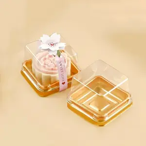 50 Transparent Plastic Mooncake Boxes with Lids, Perfect Gift Packaging, Ideal for Christmas Halloween Easter Thanksgiving Celebrations