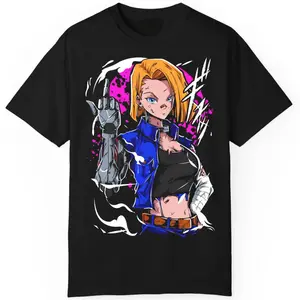 Android 18 Anime Vintage T-Shirt, Dragon BZ Anime Graphic Tee, Android 18 Shirt, Vintage DBZ Anime Streetwear Comfort, Anime Shirt, Anime Lover Gift