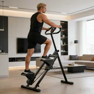 Foldable Portable Stair Climber for Home Gym, Vertical Step Machine with LCD Monitor, Adjustable Speed, 300KG Max Load Compact Space-Saving Fitness Equipment