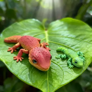 3D Printed Realistic Gecko Ornament, Pla Material, Vibrant Colors, Jointed Decorative Figurine with Realistic Eyes, Holiday Decoration, Articulating Figurines