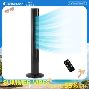 【NOT AC】Zafro Tower Fan Portable Floor Fans 85°Oscillating Fan 43'' Quiet Cooling 12H Timer Remote Control Standing Bladeless Electric 3 Speeds Wind 3 Modes Bedroom Office
