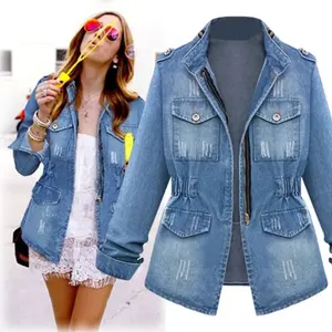 LittleFishOutdoor jean jacket for women abrigos de invierno mujer ropa de invierno para mujer coats for women 2025 Plus Size Denim Jacket Womens Casual Solid Casual Oversize Autumn Ladies Slim Jeans Chain Jacket Pocket Coat