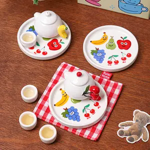 Mini cute Tea Pot Set for Kids Ceramic Tea Cup Play Set with Simulated Baby Gift Ornament Playable for Drinking Water