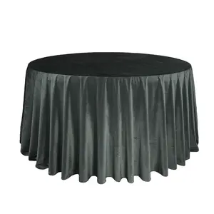 120 Inch Round Velvet Tablecloth Black