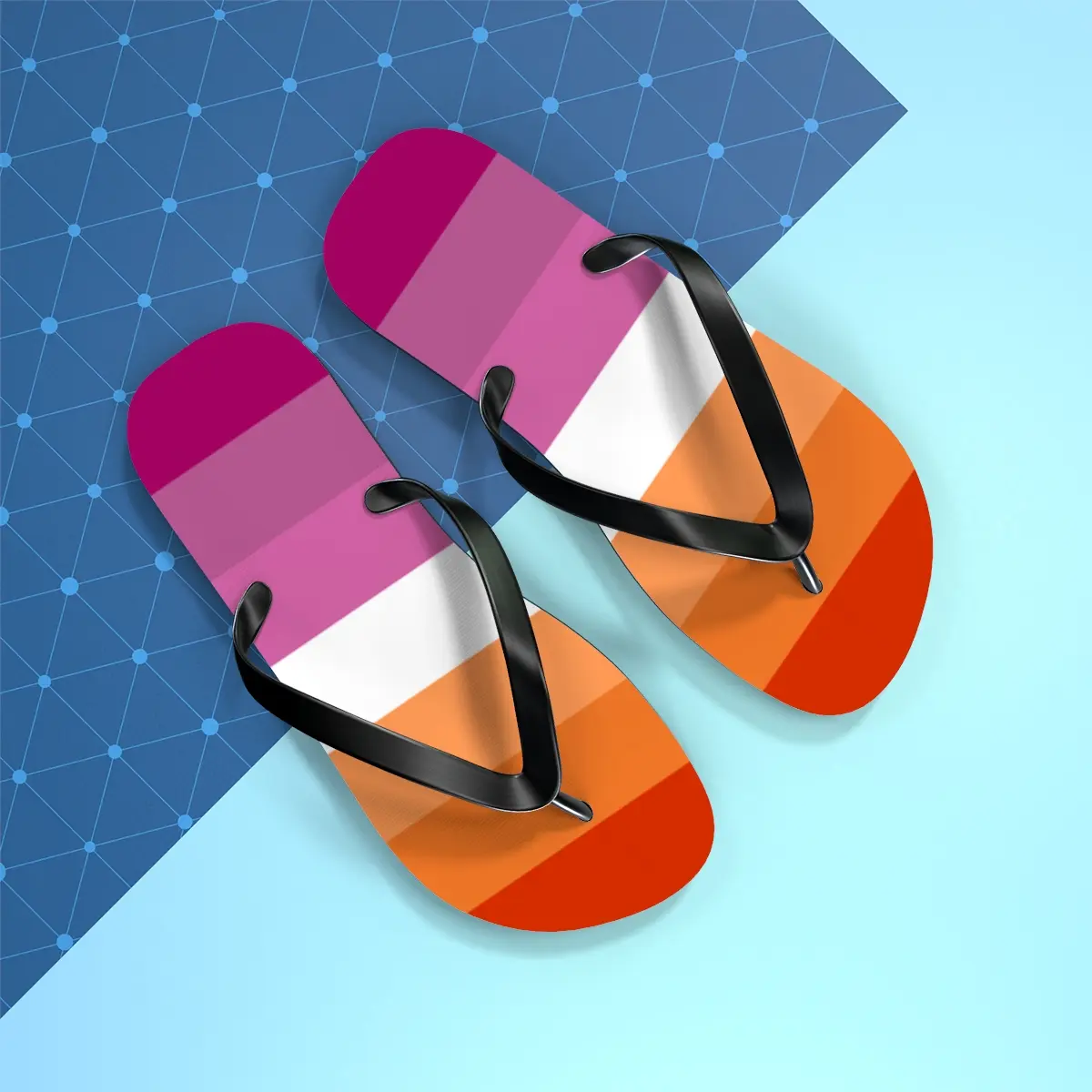 Lesbian Flag Flip Flops - Gay Pride Accessories, Footwear, Comfort Sandals