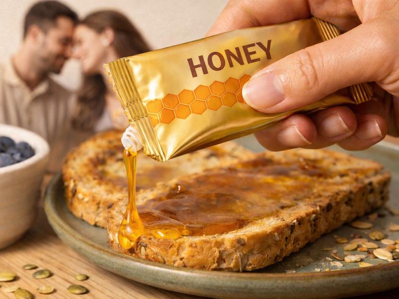 Energy Honey Pack with Royal Jelly and Bee Pollen, 12 Sachets, 20g Each, Rich Natural Sweetener for Tea, Perfect for New Year Healthy Habits and Winter Wellness, Convenient Single-Serve Packs for Travel, Work, or Daily Gym Use.