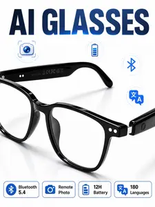 Unisex AI Smart Translation Glasses, 180 Languages Bluetooth Eyewear with 12H Battery Life, Fashion Accessory for Travel, Cycling, Driving and Streetwear Outfits