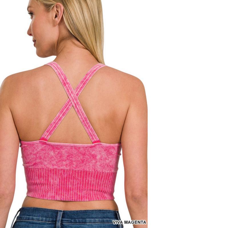 Mya Washed crisscross strap Back Cropped Tank Top Basic Fit Short Womenswear Casual Chic Comfortable Elegant Fitted Sexy Style Tube Formal Pieces