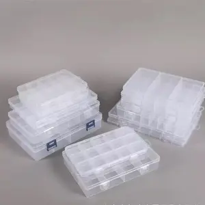 【E001 】Small Storage Box PP Plastic Jewelry Box Transparent Multi Compartment Organizer for Jewelry & Small Items Durable Square Shape Easy Visibility