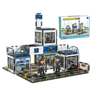 Magnetic Tiles, 50PCS Police Station Theme Building Blocks Set, Magnet Building Blocks and STEM Preschool Toys for Toddlers Kids