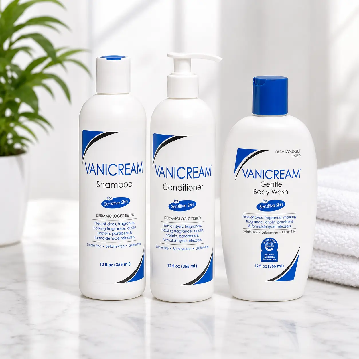 Vanicream Shampoo Conditioner and Gentle Body Wash I Your Daily Gentle Care Bundle Trio