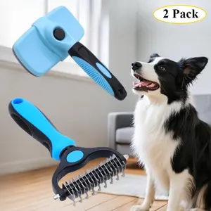 Pet Grooming Comb with Dual-Sided Dematting Blades and Rake for Dogs and Cats, ABS Material Dog Deshedding Tool, Professional Undercoat Removal for Detangling and Thinning - Ideal for Medium to Long Hair Breeds