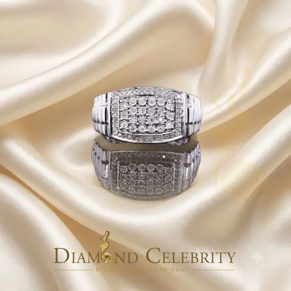 DiamondCelebritees 0.25 CT Real Diamond 925 Sterling White Silver With Fashion Men's Ring Size 10