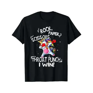 Rock Paper Scissors Throat Punch I Win Unicorn Boxing Men's T-Shirt y2k  outfits  men time  tee  shirt  backwards demon slayer  merch double print oversize lightweight acid valentine gift cadena  mr  stiven Y2K Streetwear graphic tee funny graphic tee