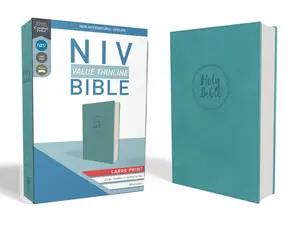 NIV, Value Thinline Bible, Large Print, Leathersoft, Teal, Comfort Print by Zondervan [Leatherbound Book]