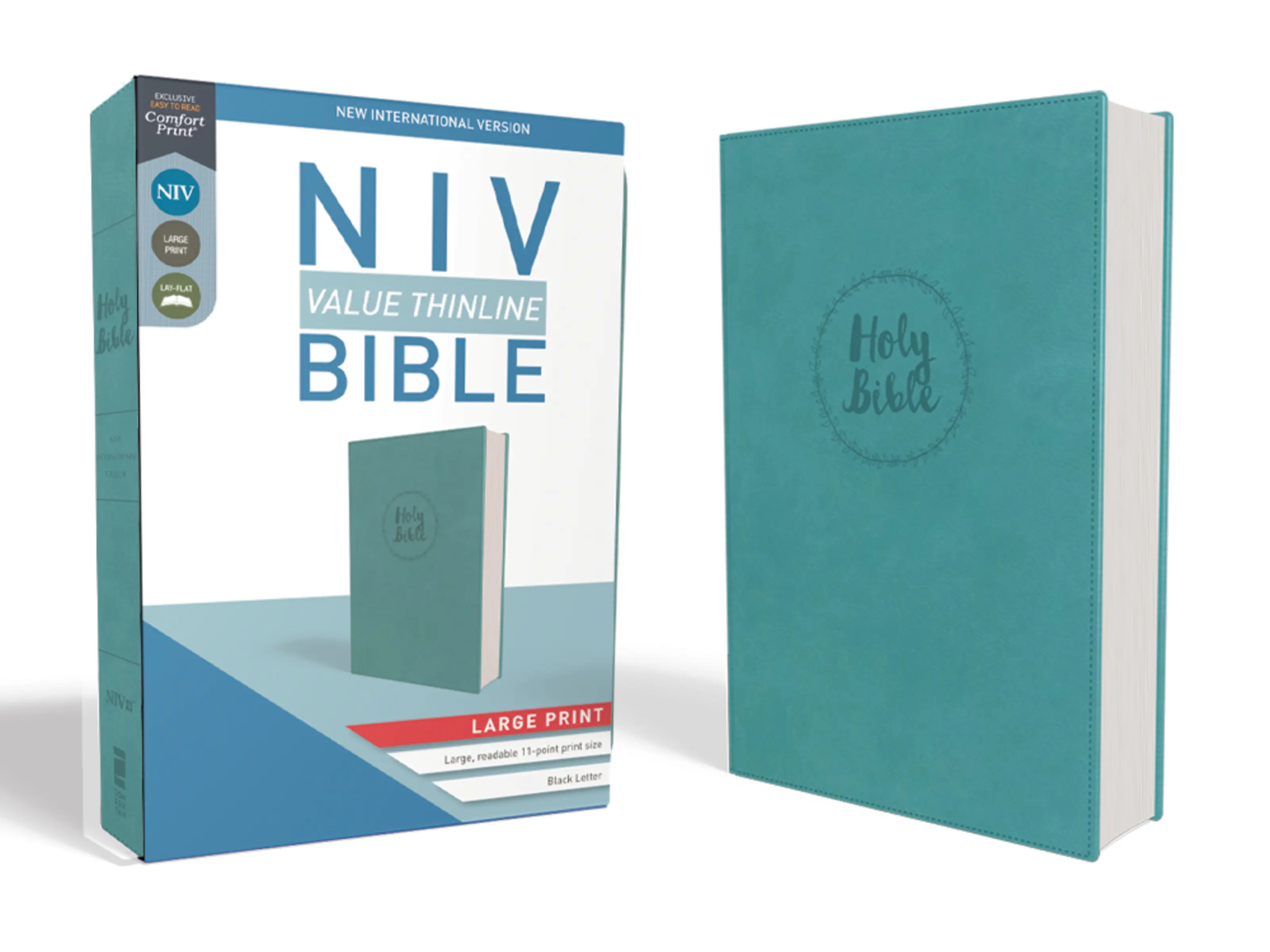 NIV, Value Thinline Bible, Large Print, Leathersoft, Teal, Comfort Print by Zondervan [Leatherbound Book]
