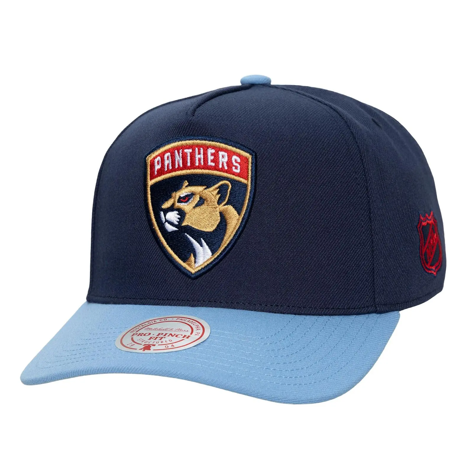 Florida Panthers Navy/Light Blue Legendary Home Pro Pinch Snapback Hat NHL Throwback Cap Adjustable Fan Gear Mitchell & Ness