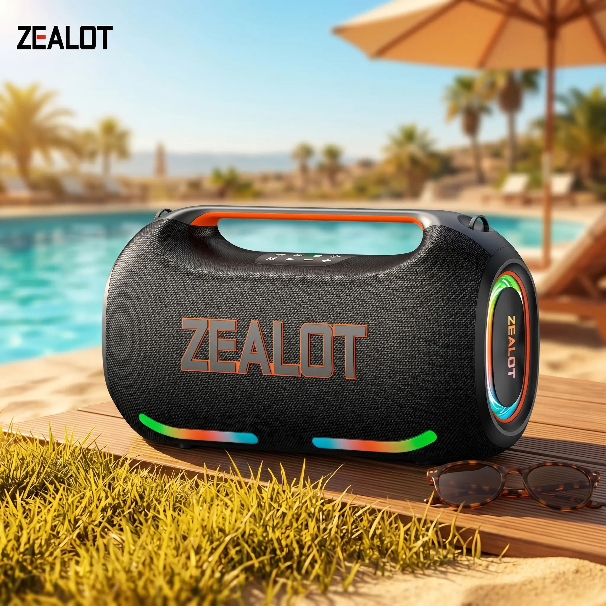 330W Maximum power【ZEALOTs】Portable wireless speaker high ,fidelity sound and audio, desktop Bluetooth speaker surround sound, TWS pairing,supports USB/TF card/AUX/BT smartphones. Ideal choice for family/car/party/camping/gift giving