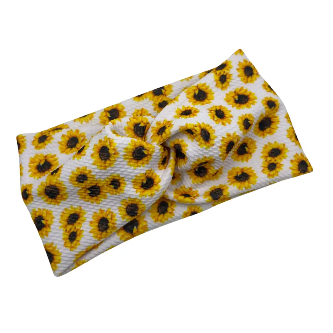 The SUNFLOWER Twisted Headband - Adult Stretchy Jersey Knit Fabric 4-Inch Wide,Comfortable