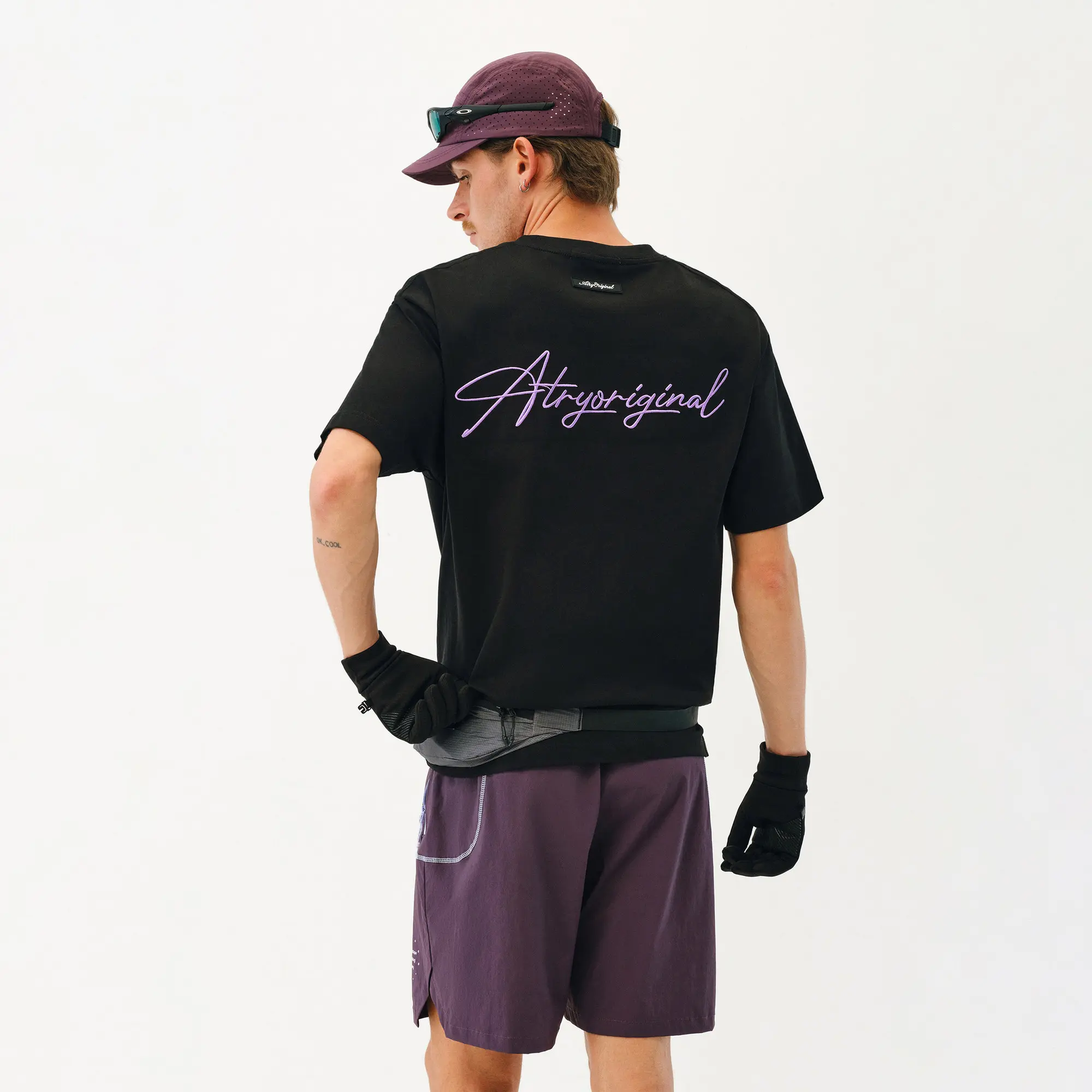 ATRY Menswear Unisex Oversized Graphic T-Shirt - Embroidered Logo, Heavyweight Cotton Blend, Short-Sleeve, Round Neck, Pullover Cut, Medium Length, Streetwear Casual Top