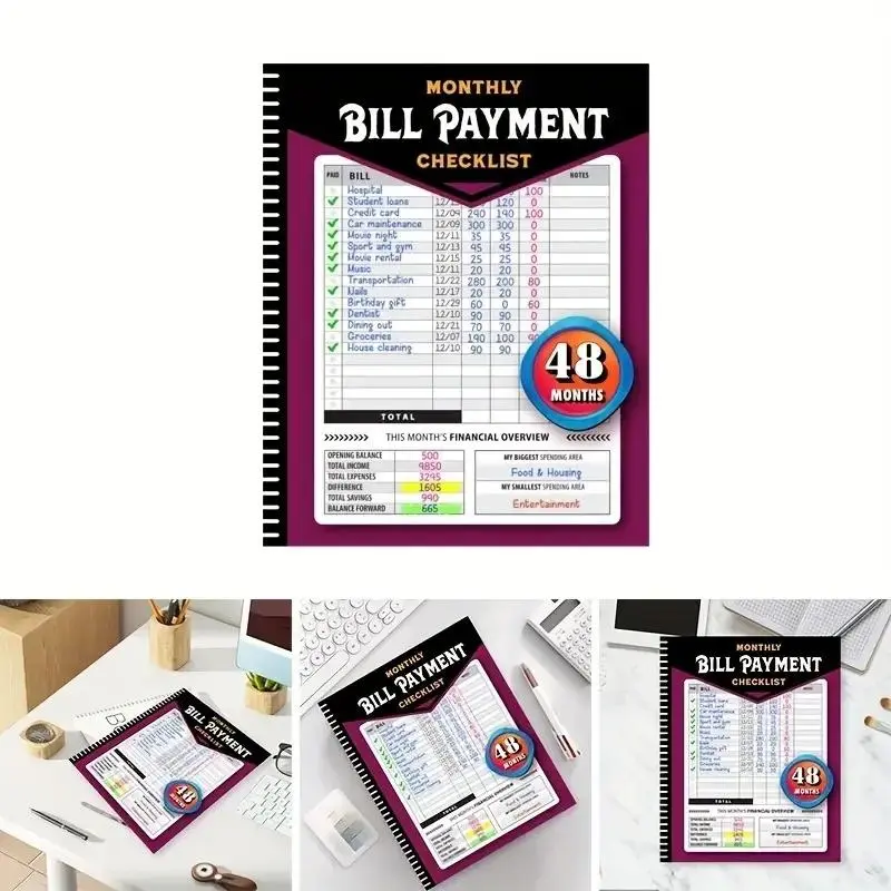 Monthly Bill Checklist Planner - Office Personal Organiser for Payment Tracking, Expense Management, Debt Reduction, Savings Planning