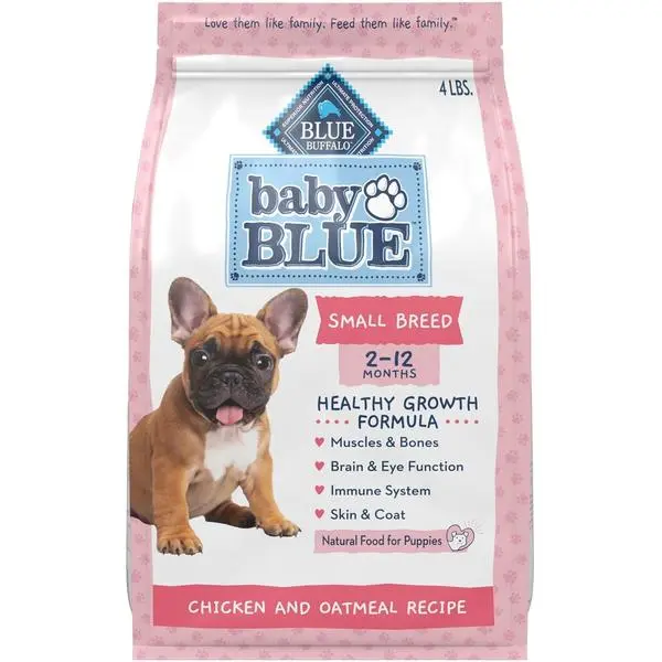 Blue Buffalo Baby Blue Natural Small Breed Puppy Dry Dog Food, Healthy Growth Formula with DHA, Chicken and Oatmeal Recipe, 4-lb Bag