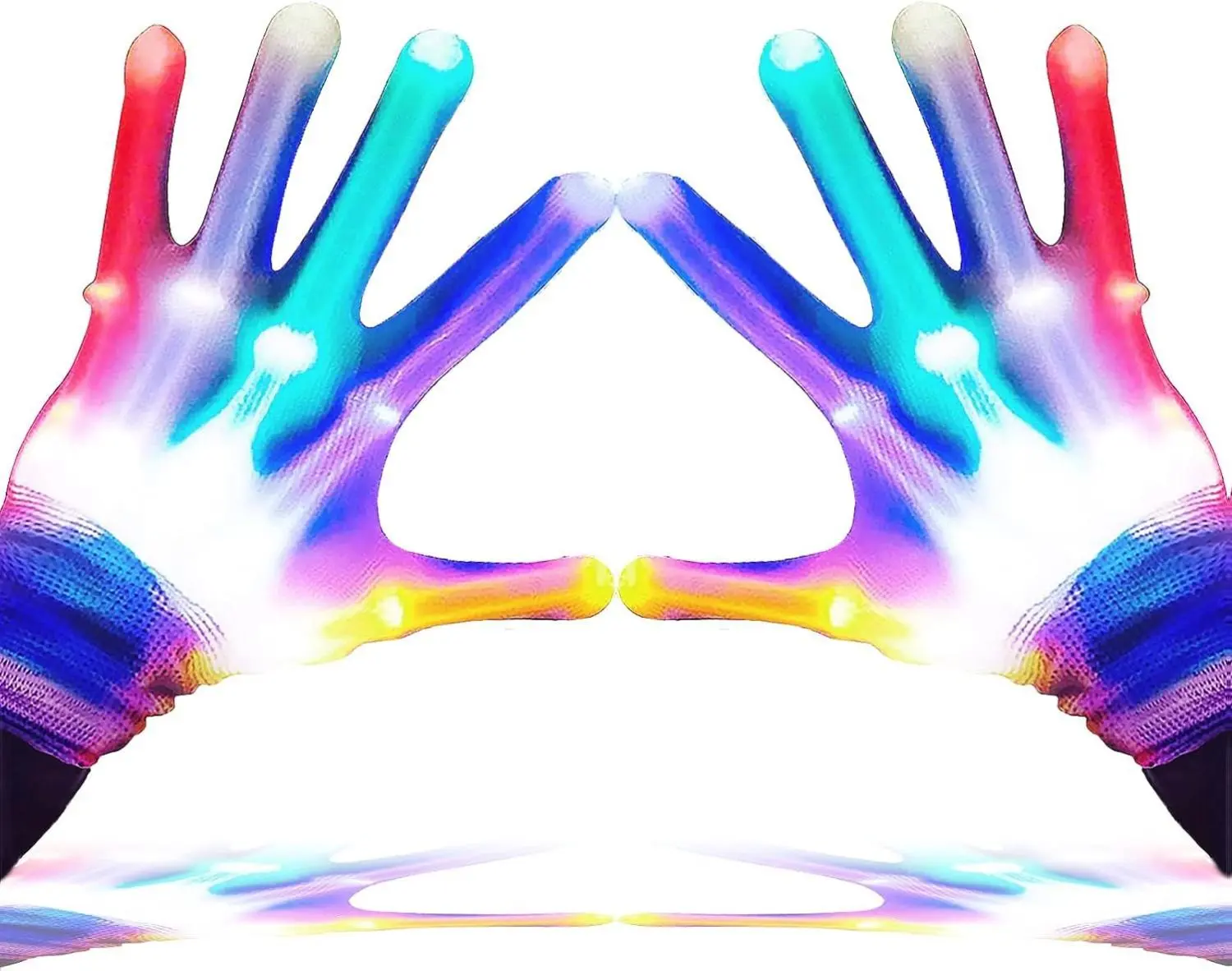 Unisex Comfortable Chemical Fiber LED Gloves - 6-Mode Colorful Finger Lights, Secure Polyester-Nylon Material, Kids (9-12 Years) Party Accessories, Ideal Birthday Halloween Gifts