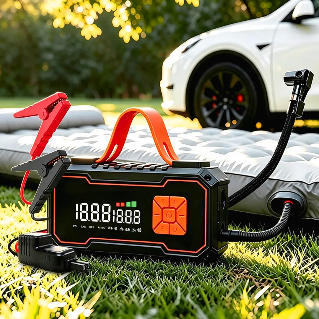 11-in-1 Jump Starter with 160 PSI Tire Inflator & Air Blower, Portable 12V Car Battery Booster Pack for Up to 8.0L Gas and 4.0L Diesel Engines, Power Bank with LED Light for Garage, Roadside Emergency & Outdoor Recreation