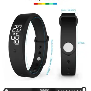 Vibrating Time Watch that Reads Temperature - Black Digital Display Wearable Devices Monitoring