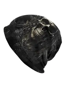 BIIHUDU Men's Pirates of the Caribbean Skeleton Pirate Costume Beanie with Bandana - Themed Party Accessory, Pirate Role-Play Outfit, Iconic Skull Design for Fans