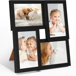 4 Link Decorative Frame Kit, 4x6 Collage Wall Frame, Display Four Photos, Home Decoration, DIY, Christmas Gift, Assembled, Three Colors Available