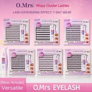 O.Mrs Wispy Lash Clusters DIY Kit, 7-Day Wear Natural Lash Extensions at Home, Waterproof Bond & Seal Tweezer Included, Buy 2 Save Big