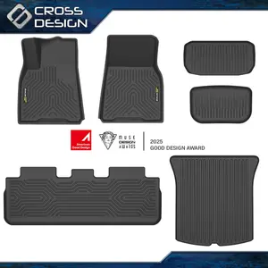 CROSSDESIGN TPE Floor Mats Fit For 20-23 Tesla Model Y Anti-Slip Waterproof Durable All Weather Floor Mats Protectors-1 set