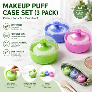 3-Pack Portable Powder Compacts, Reusable with Applicator, Bath Powder Box, Makeup Tools for Women and Girls, Single Item Pack, Facial Makeup Tool
