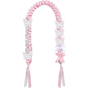48" Graduation Leis 2026 Ivory Pink Bow Pearl Butterfly Philippines Graduation Ribbon Lei DIY Class of 2026 Gift for Women Men Grad Party