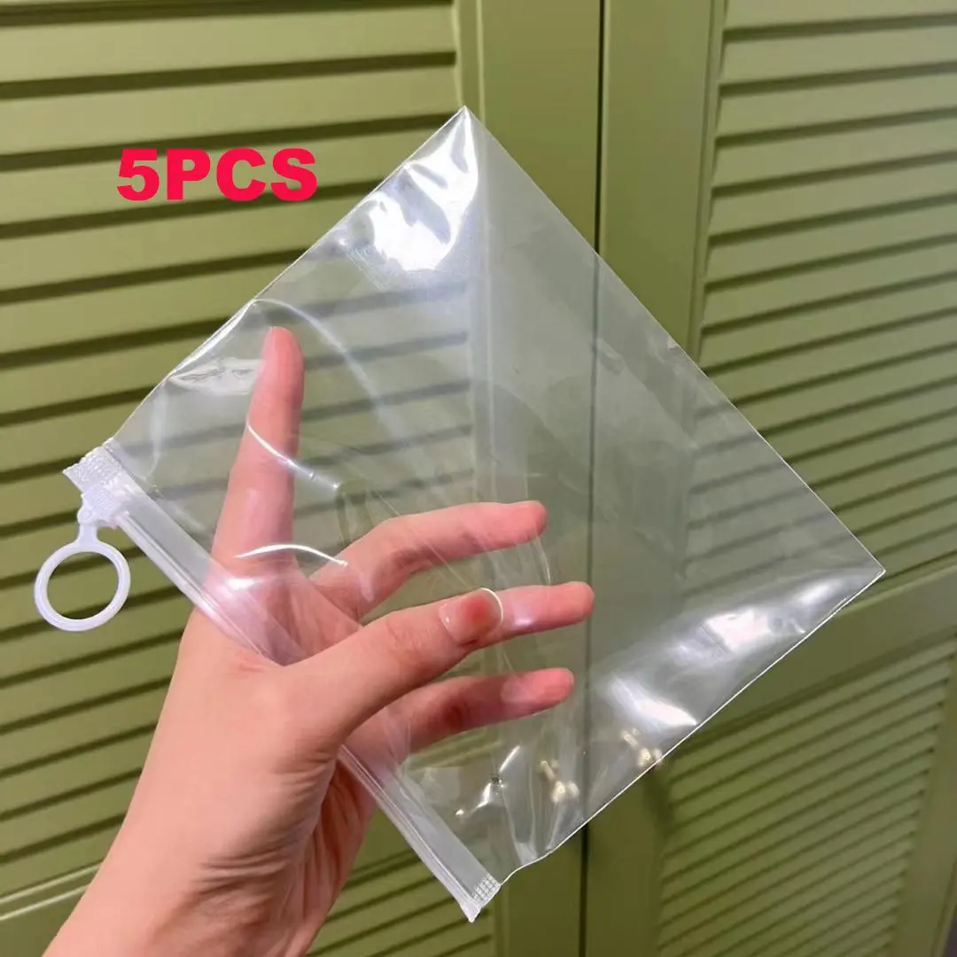 Clear Storage Bag, 5 Counts Portable Cosmetic Packaging Transparent Zipper Bag, Organizational Zipper Storage, Transparent Plastic Travel Friendly Storage, Summer Essentials, Drawer Organizer for Home and Outdoor Travel, Versatile Storage Bag