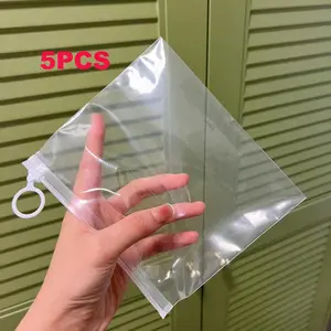 Clear Storage Bag, 5 Counts Portable Cosmetic Packaging Transparent Zipper Bag, Organizational Zipper Storage, Summer Essentials, Drawer Organizer for Home and Outdoor Travel, Versatile Storage Bag