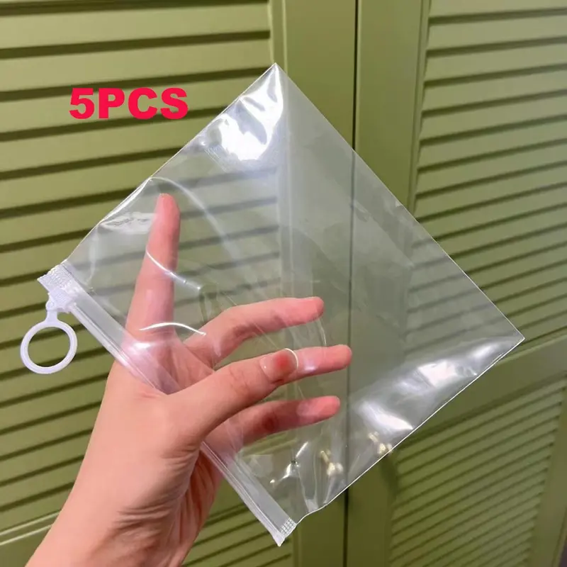 Clear Storage Bag, 5 Counts Portable Transparent Zipper Bag, Travel Friendly Storage, Drawer Organizer for Home and Outdoor Travel, Portable Storage Bags