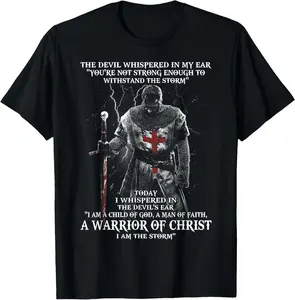 100% Cotton Knight templar A Warrior of christ Tshirt T-Shirt