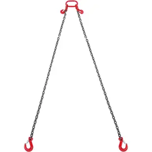 3/8' X 6' Chain Sling 2 Legs G80 Lifting Chain With Grab Hooks 11000 Lbs