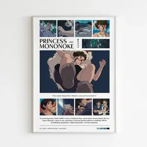 Studio Ghibli Movie Poster, Princess Mononoke,  Home Decors, Cinematic Poster
