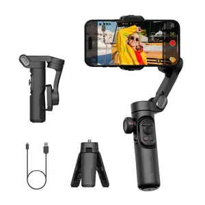 3-Axis Anti-shaking Gimbal Stabilizer for Smartphone, Gimbal Stabilizer w/RGB Magnetic Fill Light AI Face Tracking Focus Wheel Foldable for iPhone/Android Phone gimbal Vlog Recording, Iphone Cellphone stablilzer, Accessories Selfie - Smart XE