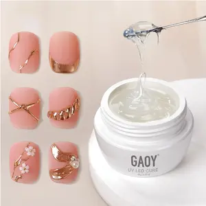GAOY 3D Sculpting Gel for Nail Art, Semi-solid Nail Gel, No Wipe Nail Modeling Gel for Rubbing Chrome Nail Powder, Sticking Rhinestones and Painting