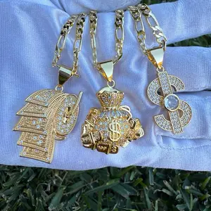 Bling Statement Sign Necklace with Chain - Gold Plated  Color Options, Includes Decorative Elements and Clasp