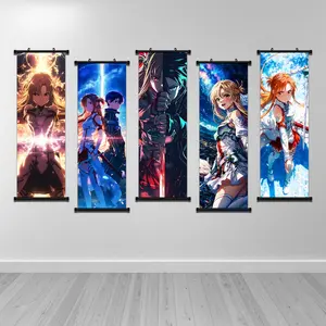 1pc Plastic Hanging Painting, Anime Sword Art Online Wall Art Canvas Poster, Decorative Wall Art, Cartoon Character Art Poster Print Wall Pictures, Durable, Artistic Poster, Ready to hang, Ideal For Bedroom, Office, Living Room, Home Decoration