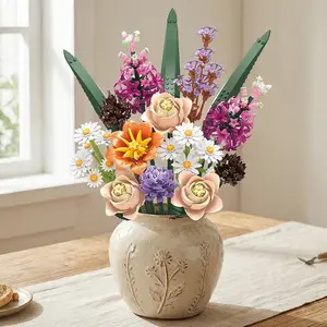 1190pcs Building Block Flower Eternal Flower Building Block Assembly Toy Set, suitable for ages 14 and above, made of durable ABS material with bright colors, designed creatively for all seasons to build building block ornaments, educational toys